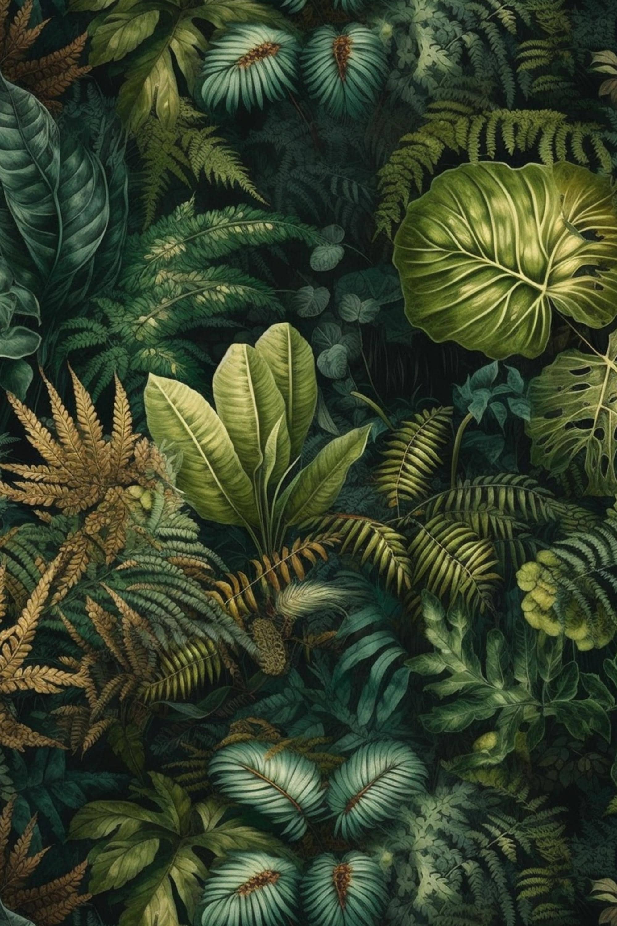 Emerald Jungle Tropical Botanical Wallpaper 3737 – California Wallpaper