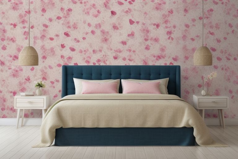 Creating a Romantic Bedrooms With Floral & Jute Wallpaper Accents