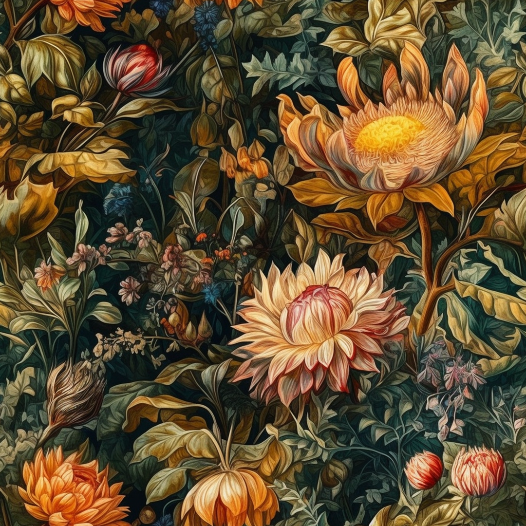 Dahlia Seamless Flower Art Pattern