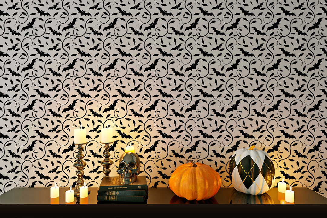 Halloween Wallpaper: Peel&Stick, Removable Designs with Bats, Skulls, and Spooky Prints