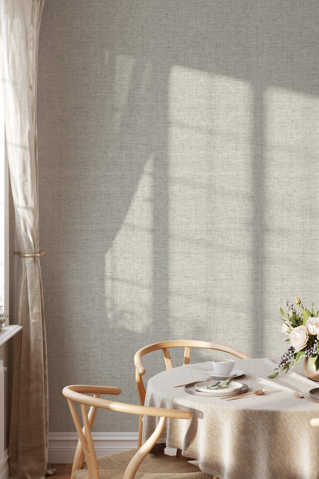 Faux Linen Wallpaper | Ivory Open Woven Texture 5526 – California Wallpaper