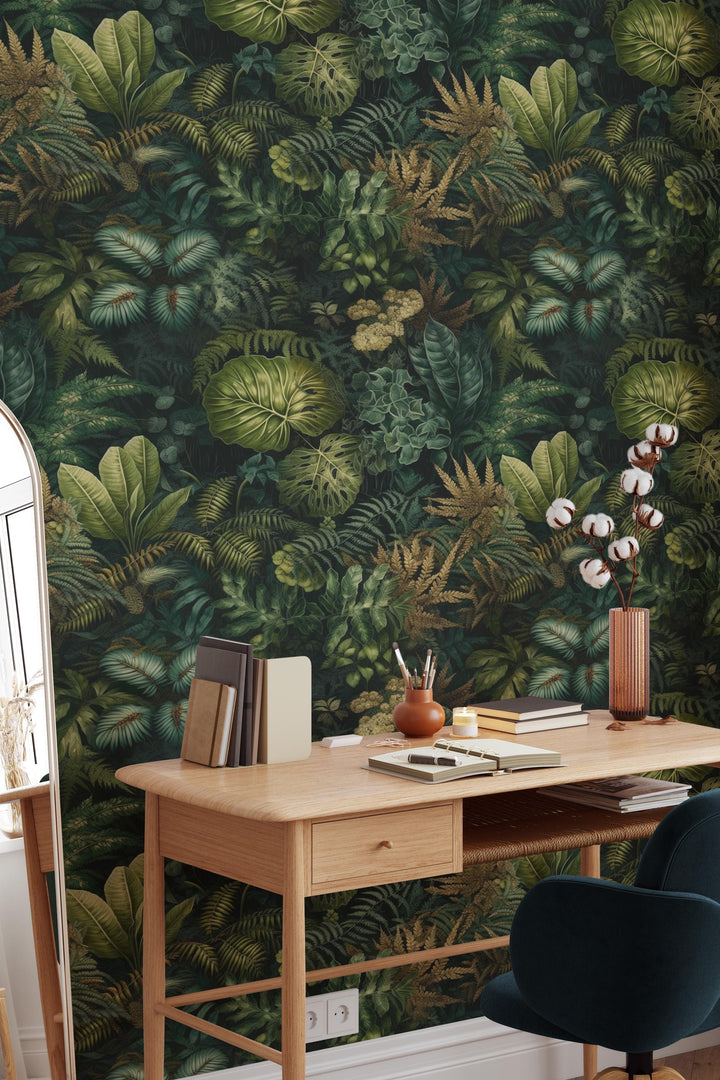 Emerald Jungle Tropical Botanical Wallpaper 3737