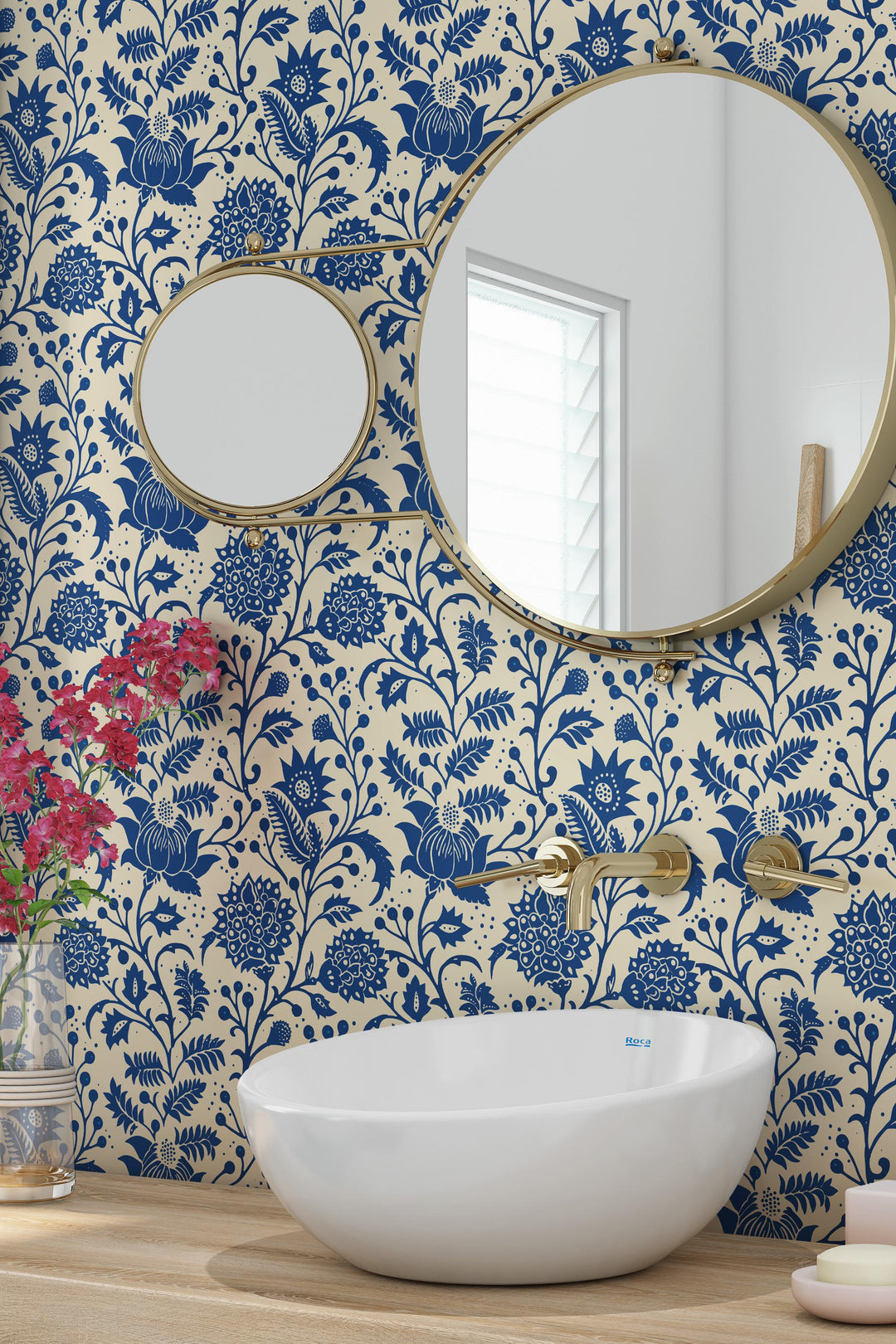 Blue Meadow Botanical wallpaper -  Peel and Stick - Traditional Wallpaper #3728