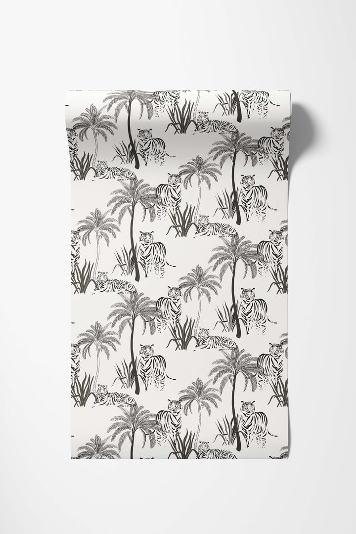 Tropical Tigers — Black & White Jungle Scene 3748