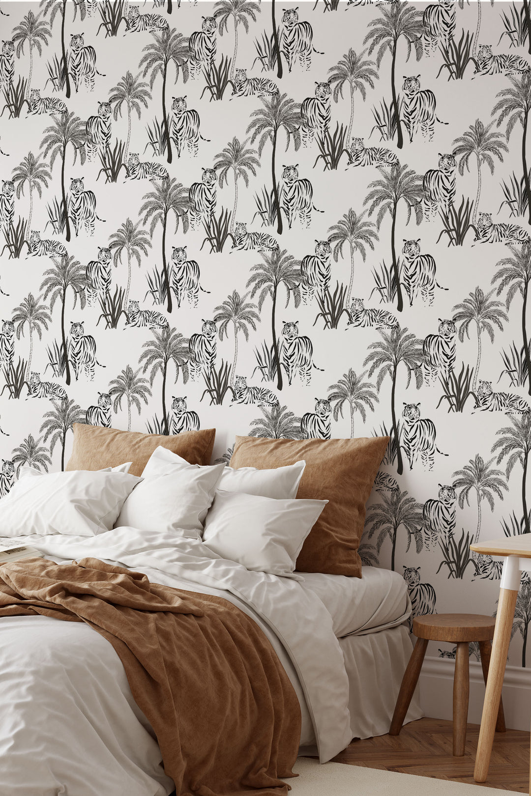 Tropical Tigers — Black & White Jungle Scene 3748