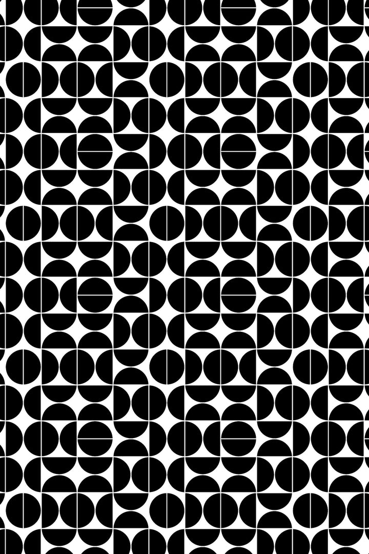 Modern Geometric Circle Wallpaper  Mid Century Half Moon Black 3762