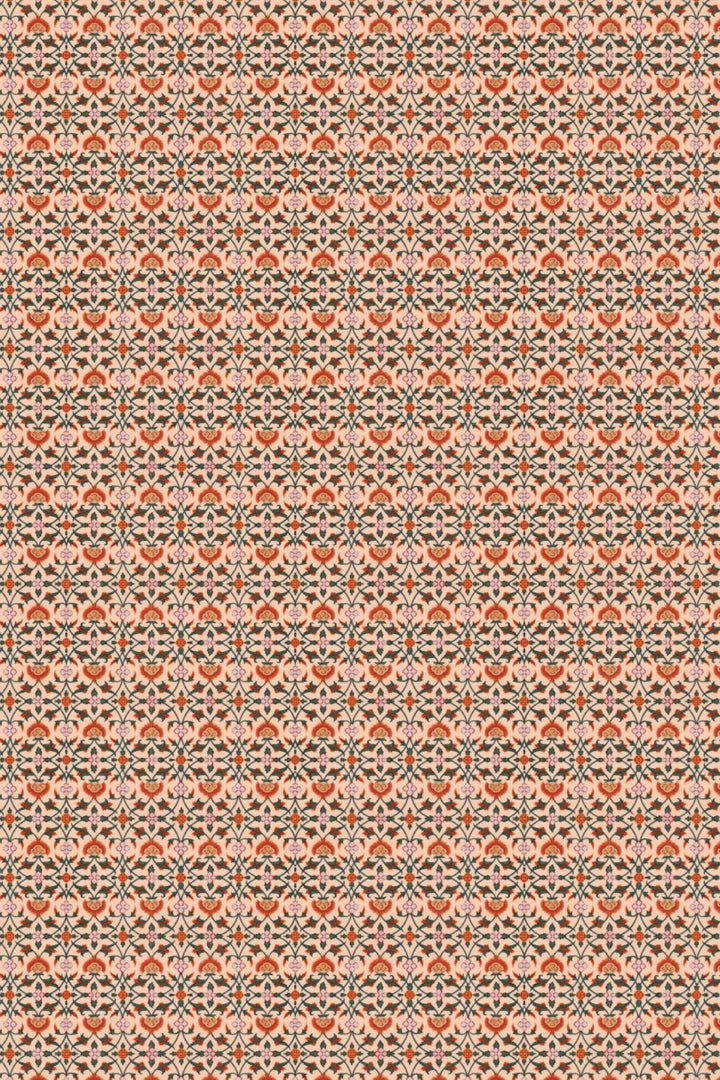 Ornate Floral Tile Wallpaper Warm Vintage Botanical 3763