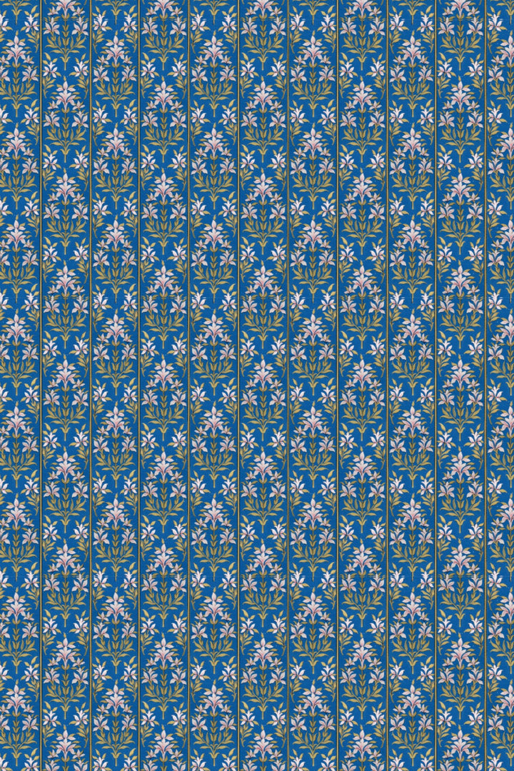 Blue Floral Stripe Wallpaper Elegant Botanical Vine 3772