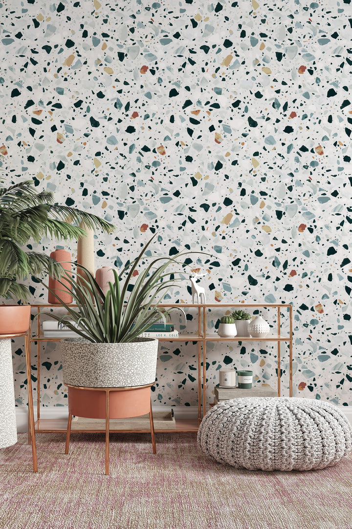Terrazzo Elegant Vinyl Wallpaper Rolls For Accent Walls 3421