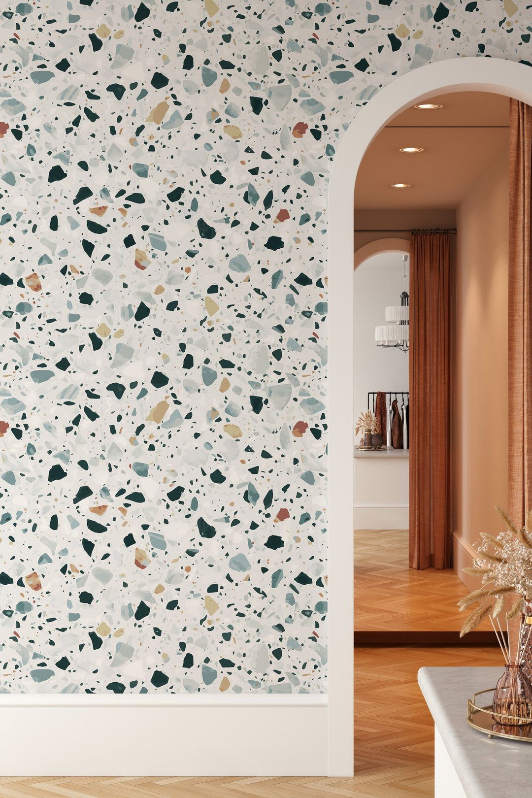 Terrazzo Elegant Vinyl Wallpaper Rolls For Accent Walls 3421
