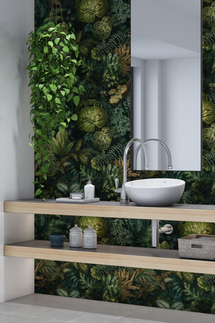 Emerald Jungle Tropical Botanical Wallpaper 3737