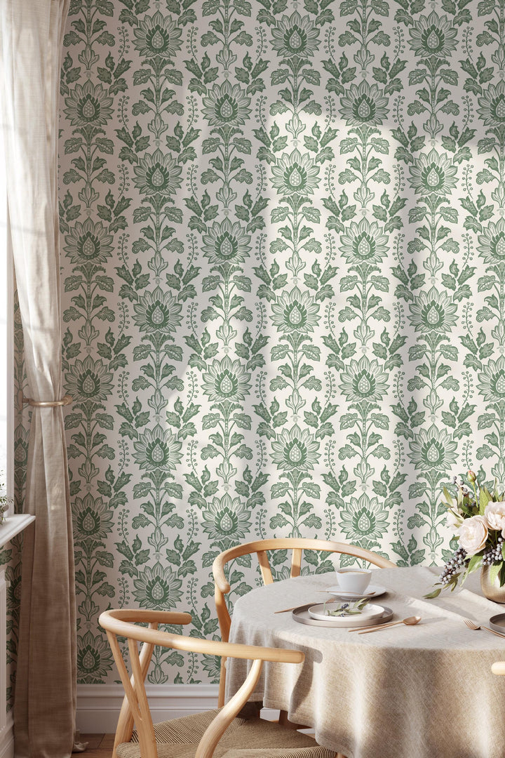 Botanical Lotus Wallpaper - Peel and Stick - Traditional wallpaper #3731