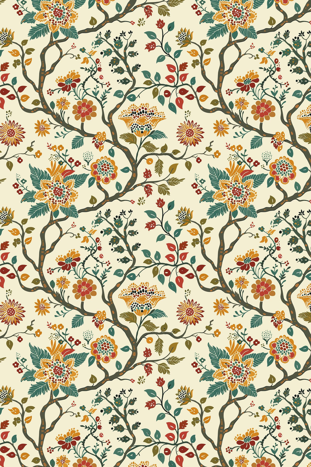 Vintage Floral Wallpaper With Textured Vinyl Design Vintage Orchard Bloom #3732