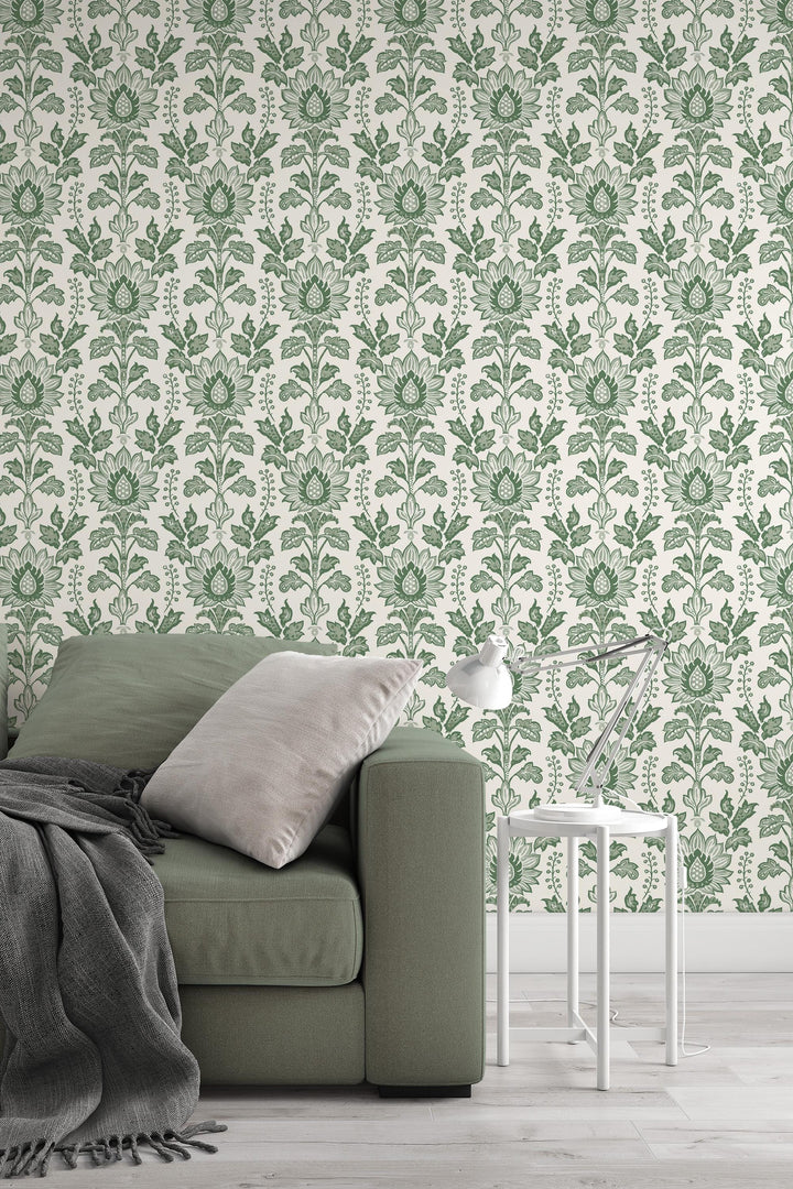 Botanical Lotus Wallpaper - Peel and Stick - Traditional wallpaper #3731
