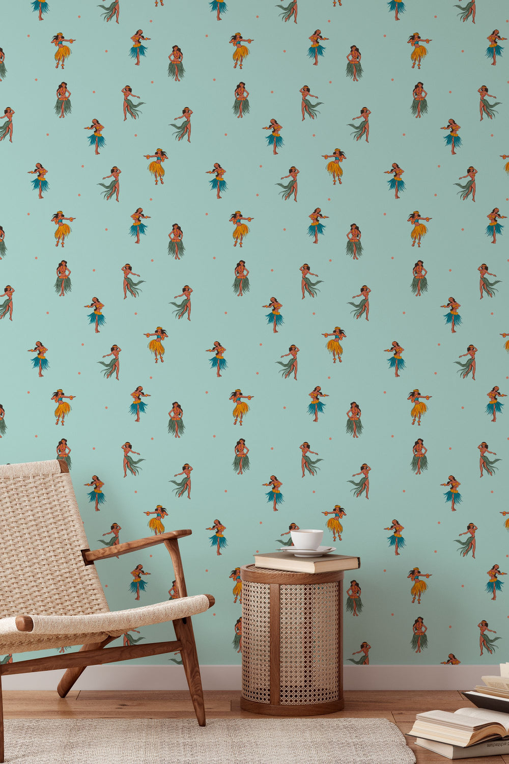 Hawaiian Dancers On Mint Background 3713