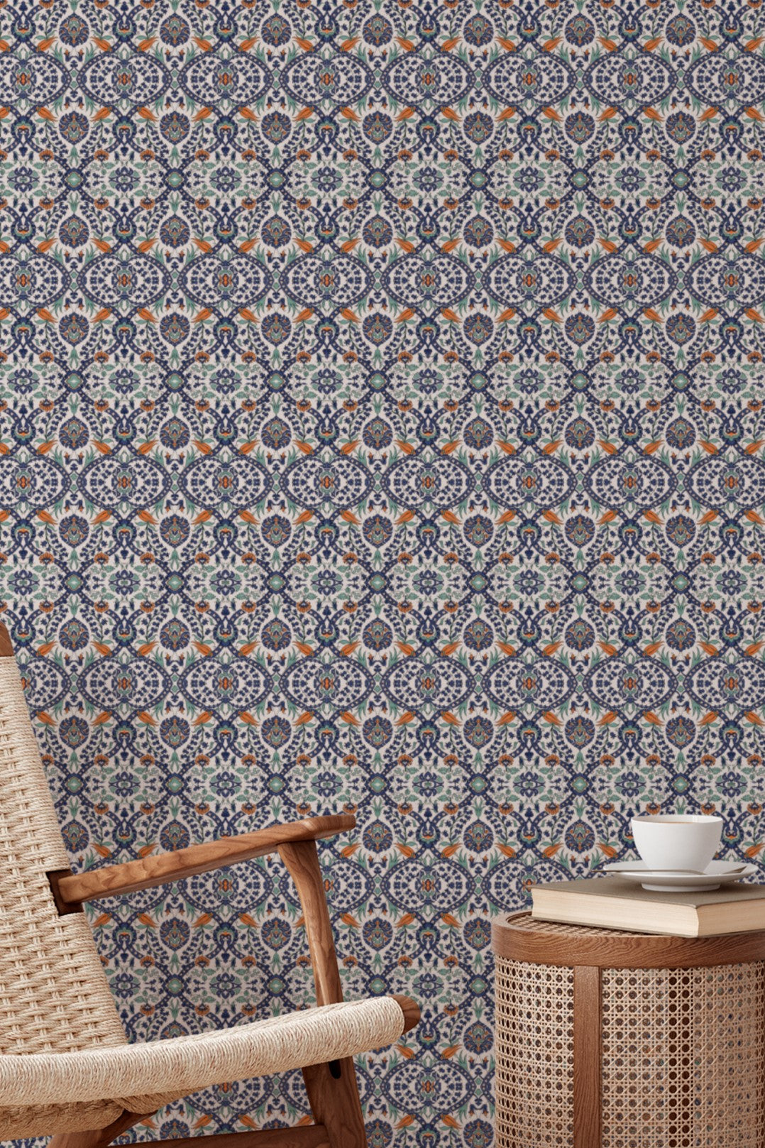 Ornate Mosaic Floral Wallpaper  Classic Mediterranean 3774