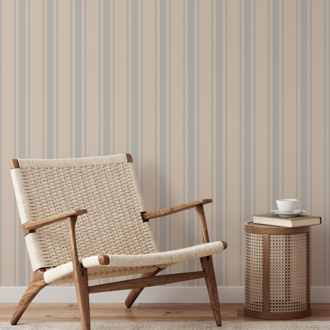 Tented Stripe Light Wallpaper – Classic Minimal 3691