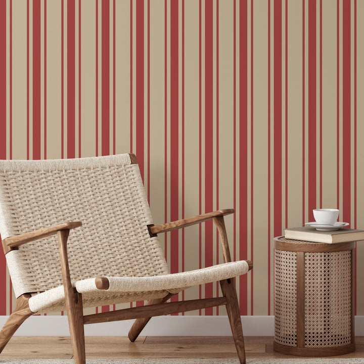 Tented Stripe Red Wallpaper Bold Classic Linear 3692