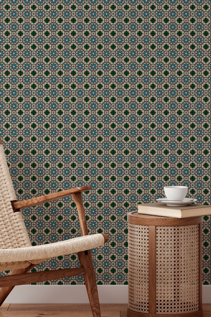 Geometric Tile Pattern Wallpaper  Vintage Mosaic 3764