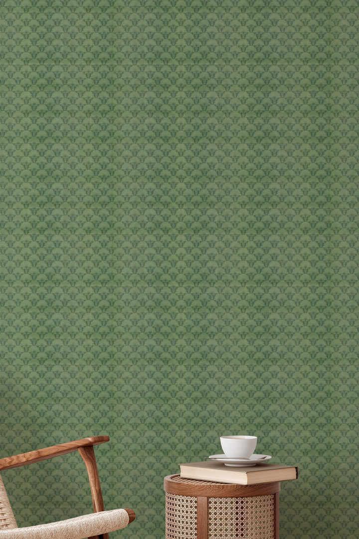 Subtle Botanical Repeat Wallpaper Soft Green Minimal Pattern 3767