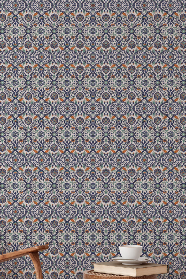 Intricate Mosaic Medallion Wallpaper  Classic European Tile 3771