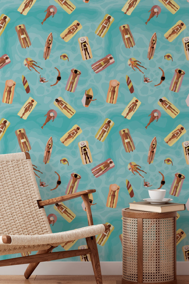 Pool Float Wallpaper Playful Summer Swim Pattern 3791