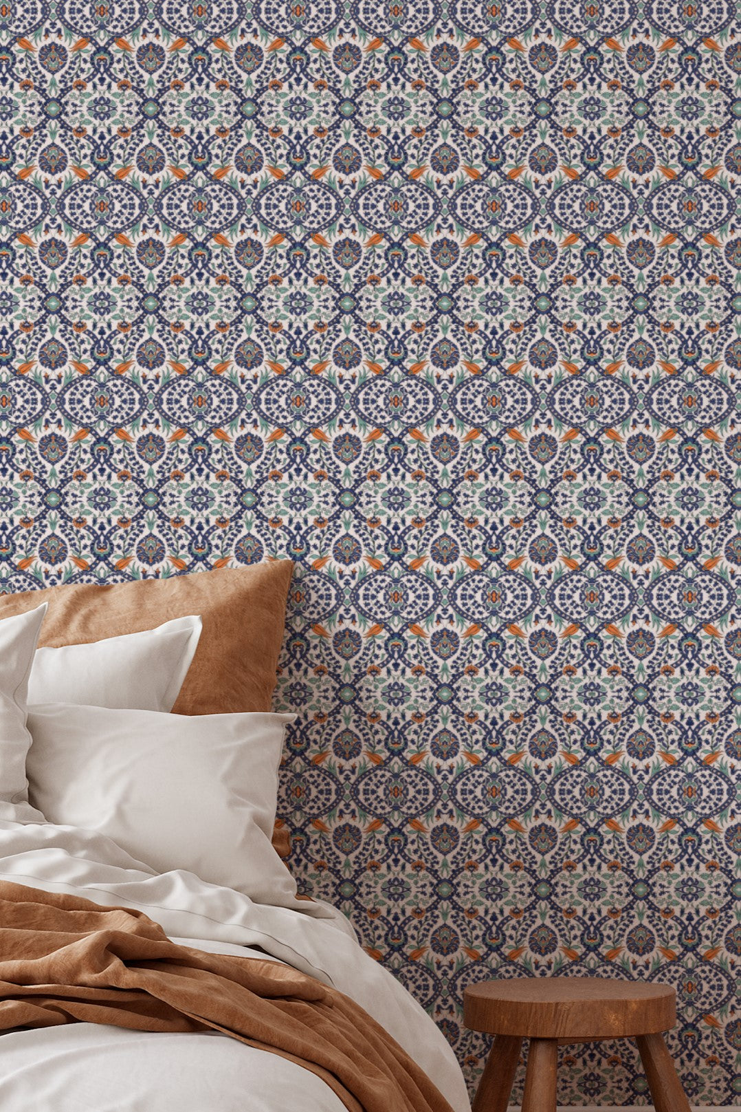 Ornate Mosaic Floral Wallpaper  Classic Mediterranean 3774