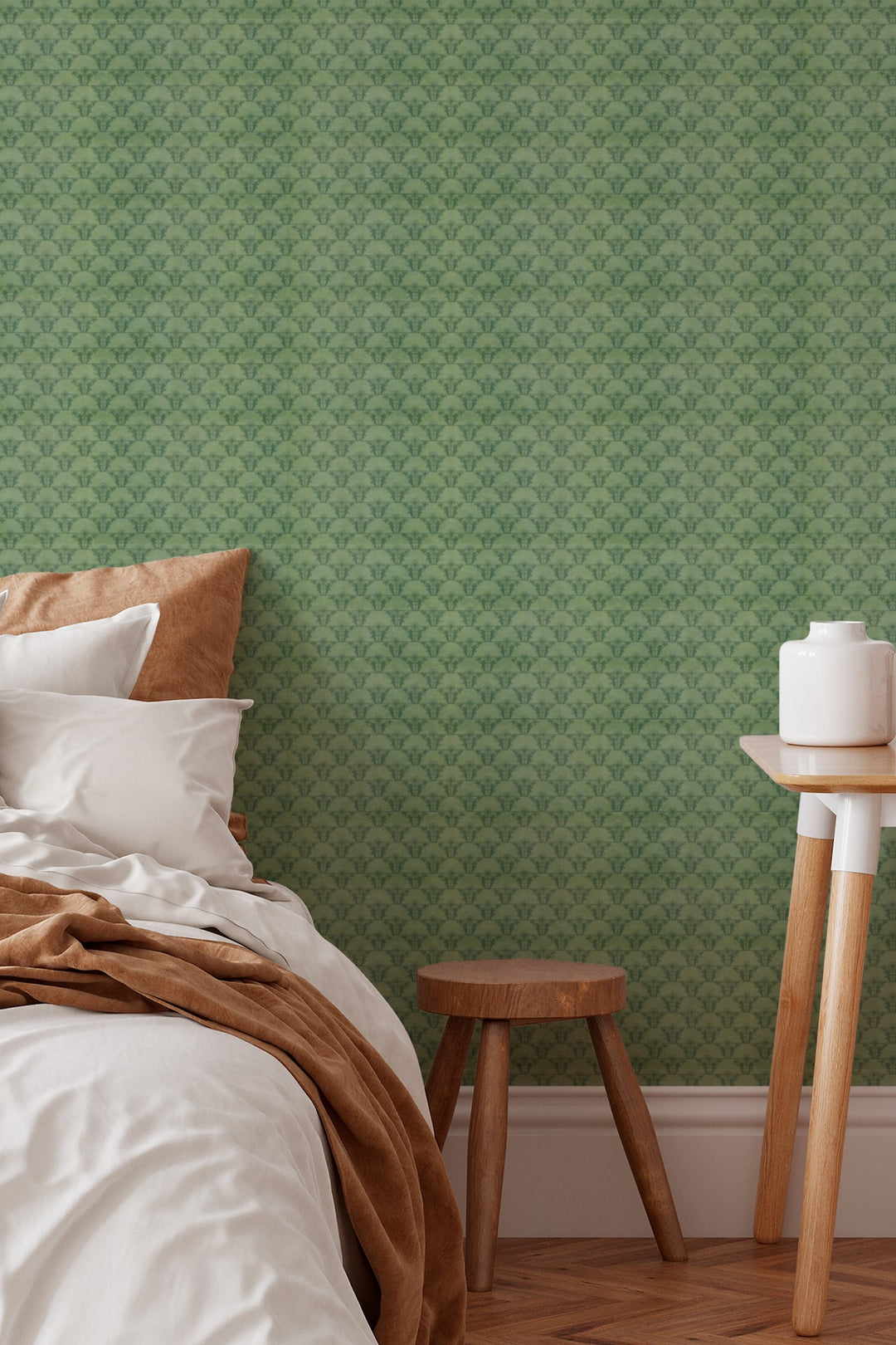 Subtle Botanical Repeat Wallpaper Soft Green Minimal Pattern 3767