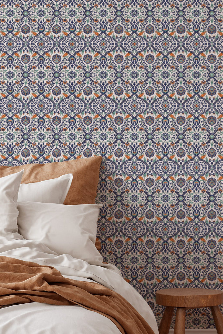 Intricate Mosaic Medallion Wallpaper  Classic European Tile 3771