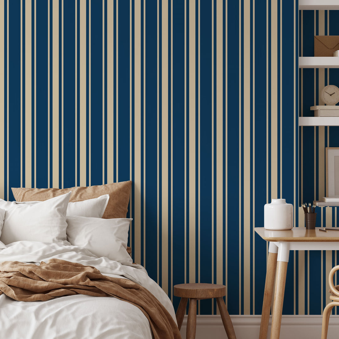 Tented Stripe dark Wallpaper – Modern Classic Wave 3693 Pre-Pasted paper (PVC free) / 1 roll: 2 ft (w) x 9 ft (h)