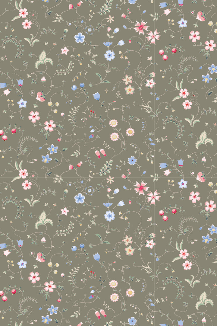 EXCLUSIVE PATTERNS - Mixed herbs Gunsmoke Peel & Stick wallpaper - Removable Self Adhesive and traditional wallpaper #3682