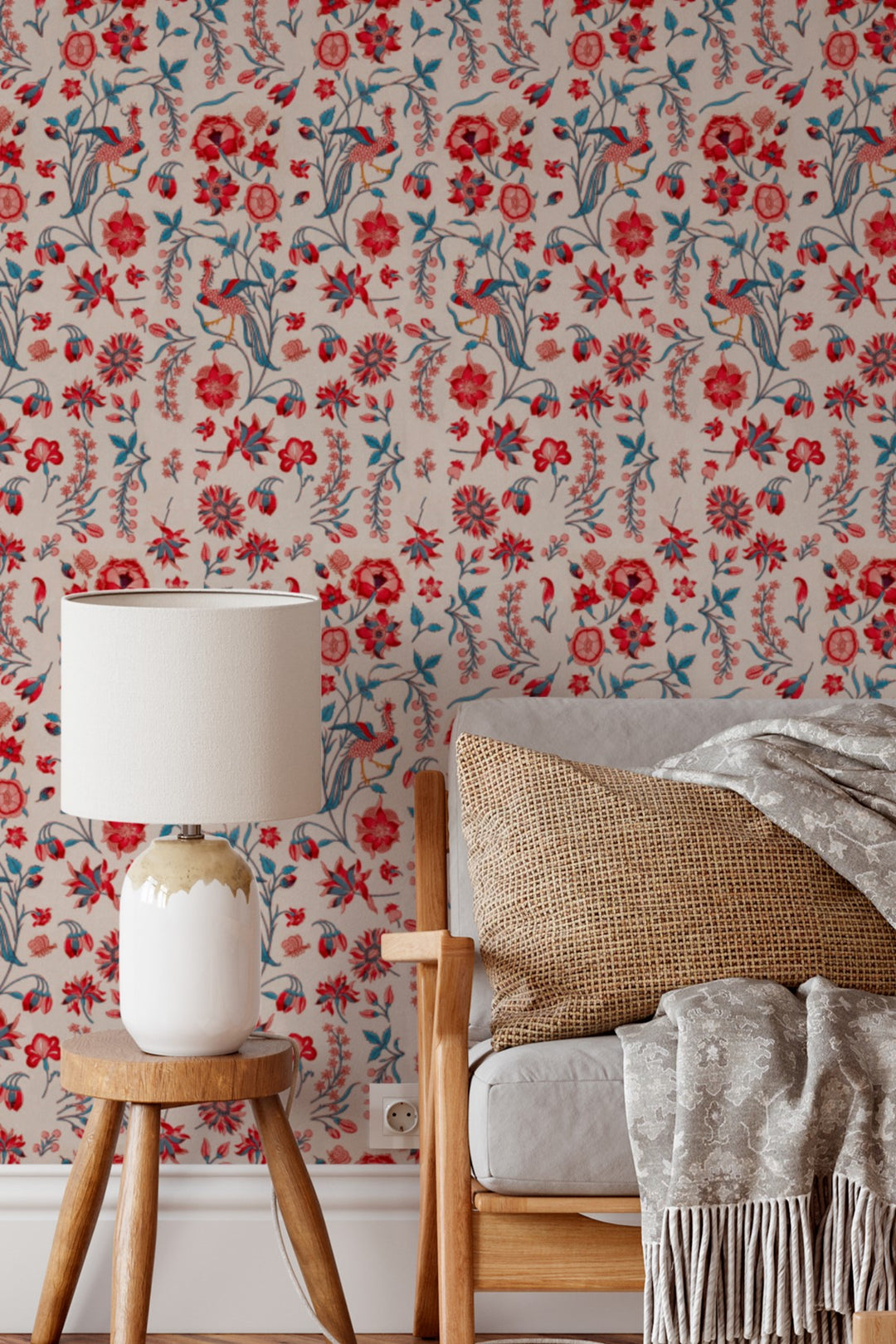 Floral Bird Garden Wallpaper Vintage Botanical 3770