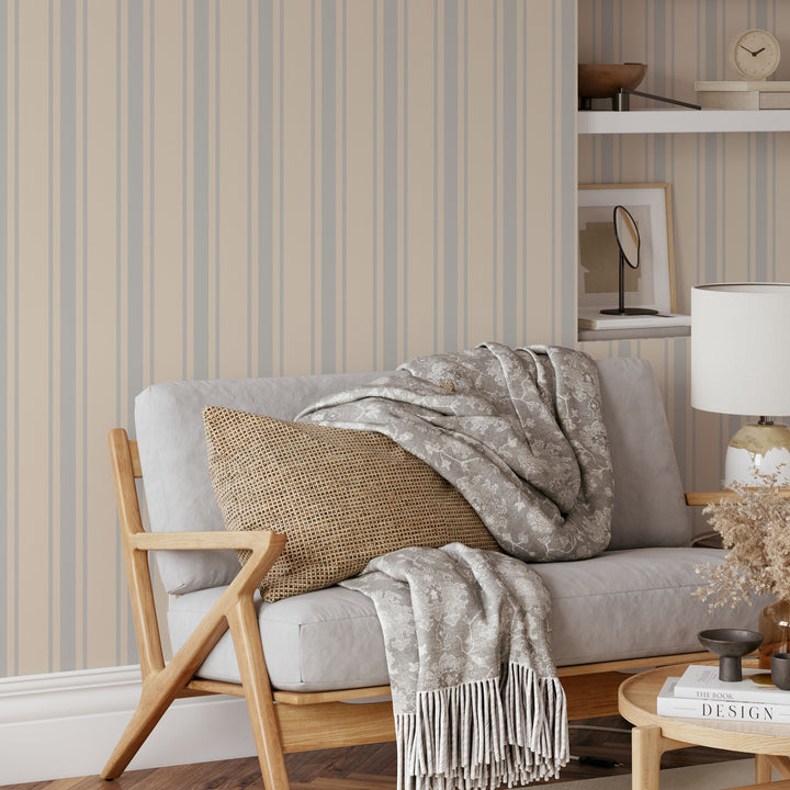 Tented Stripe Light Wallpaper – Classic Minimal 3691
