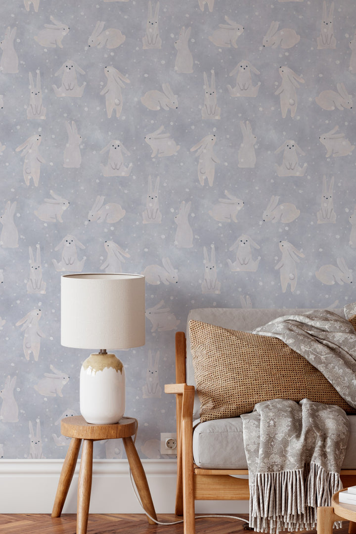 Cute Bunny Wallpaper – Soft Nursery Animal Pattern 3628