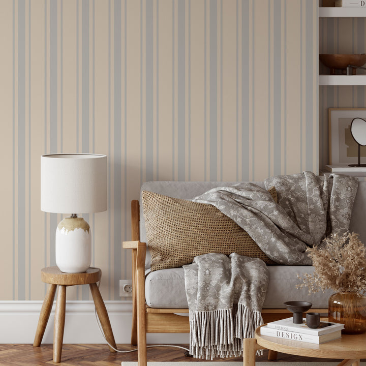 Tented Stripe Light Wallpaper – Classic Minimal 3691