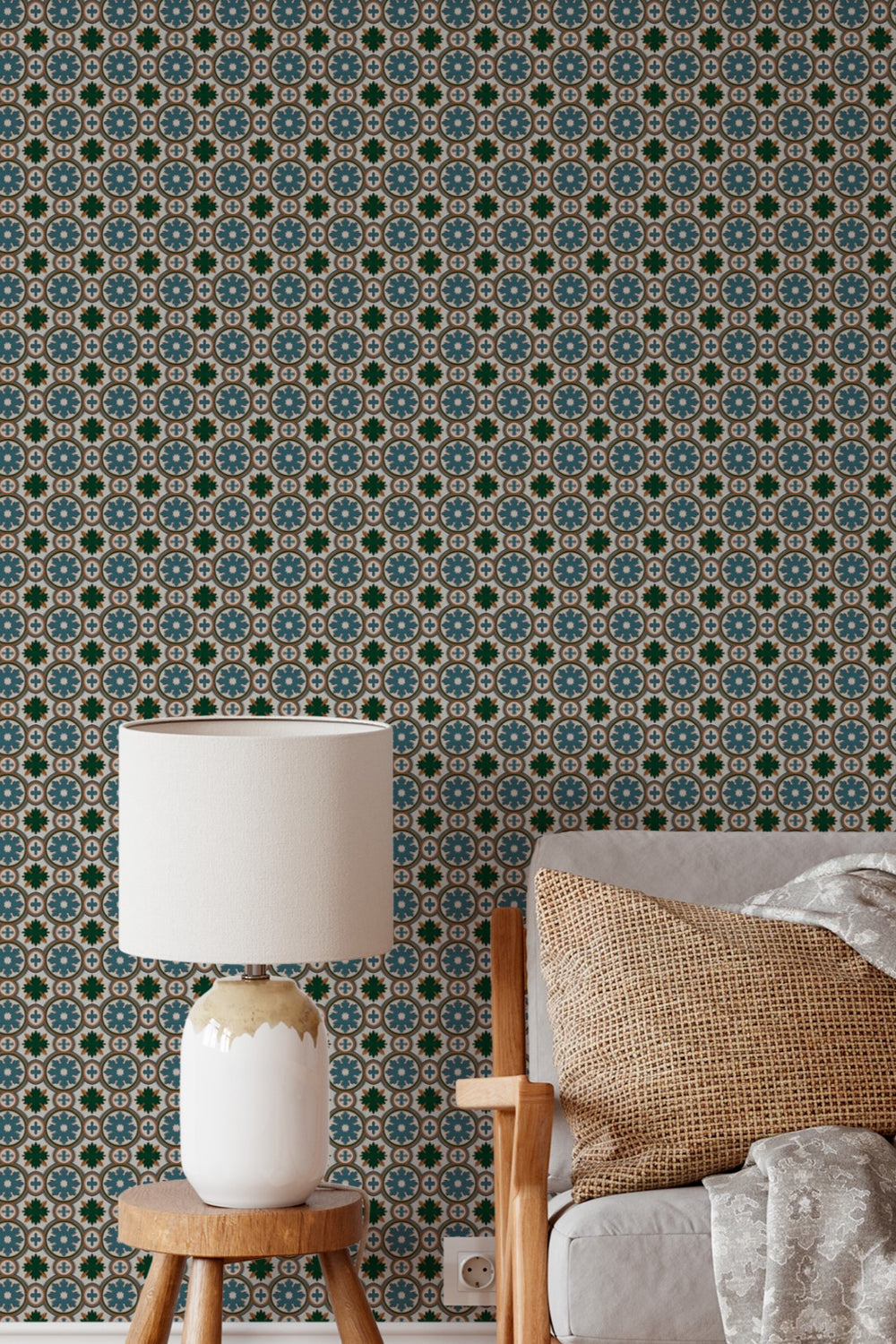 Geometric Tile Pattern Wallpaper  Vintage Mosaic 3764
