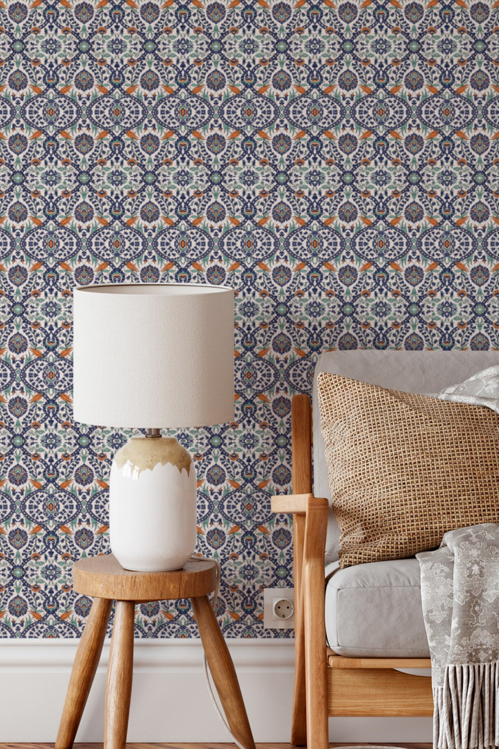 Intricate Mosaic Medallion Wallpaper  Classic European Tile 3771