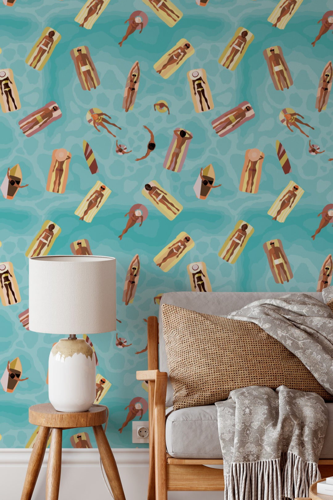 Pool Float Wallpaper Playful Summer Swim Pattern 3791