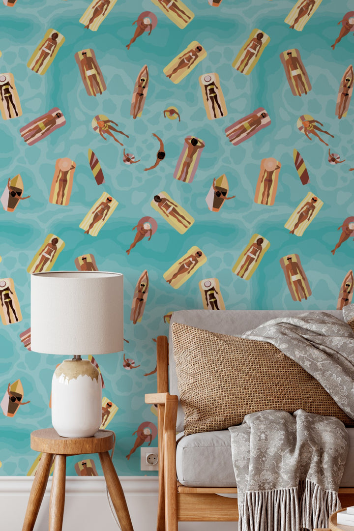 Pool Float Wallpaper Playful Summer Swim Pattern 3791