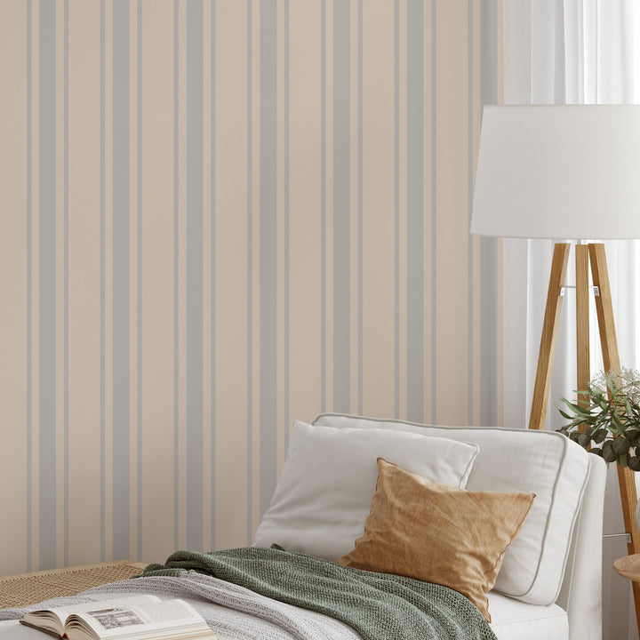 Tented Stripe Light Wallpaper – Classic Minimal 3691