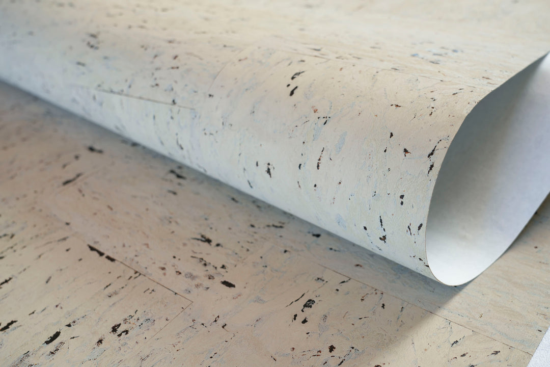 Foggy Beige Natural Cork Wallpaper with Dark Flecks 48360