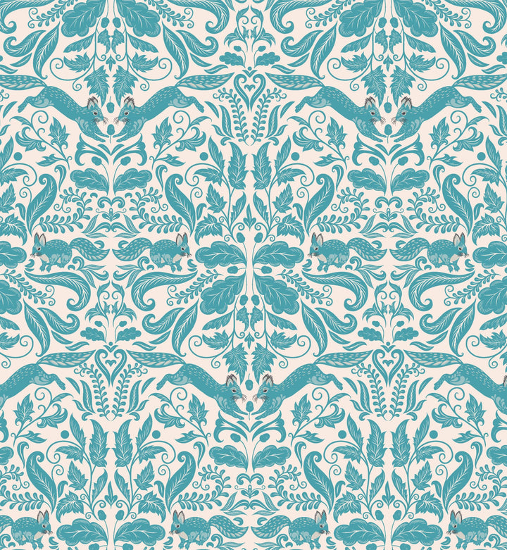 Damask Beige Squirrels Wallpaper 3709