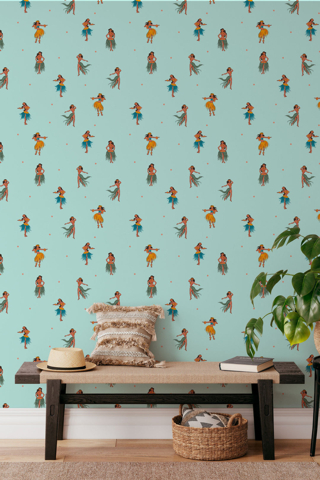 Hawaiian Dancers On Mint Background 3713