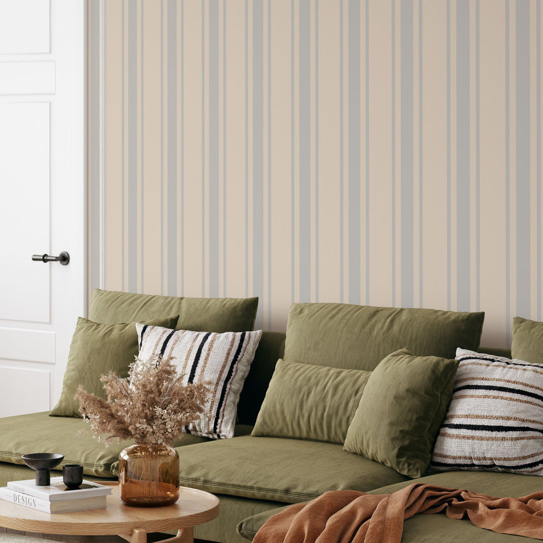 Tented Stripe Light Wallpaper – Classic Minimal 3691
