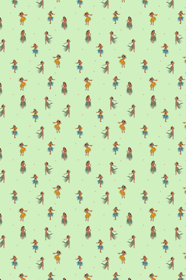 Hawaiian Dancers On Light Green Background 3712