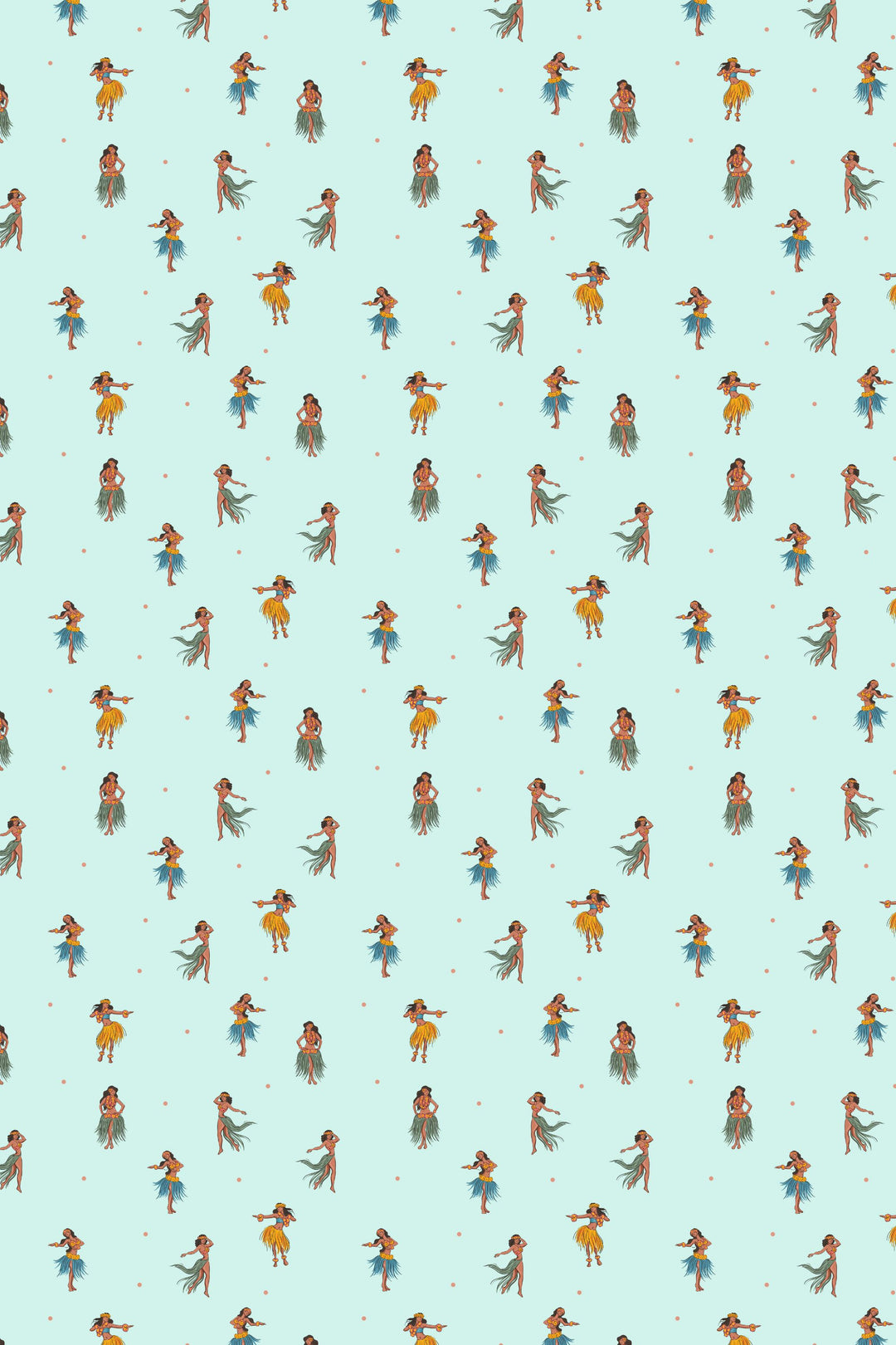 Hawaiian Dancers On Mint Background 3713