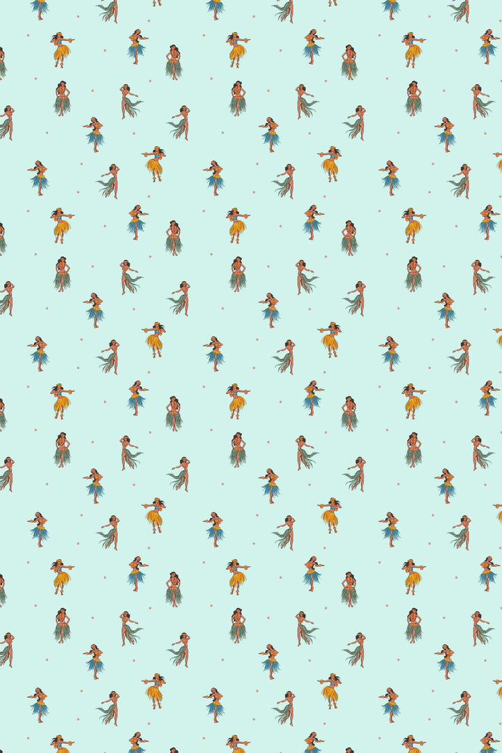 Hawaiian Dancers On Mint Background 3713