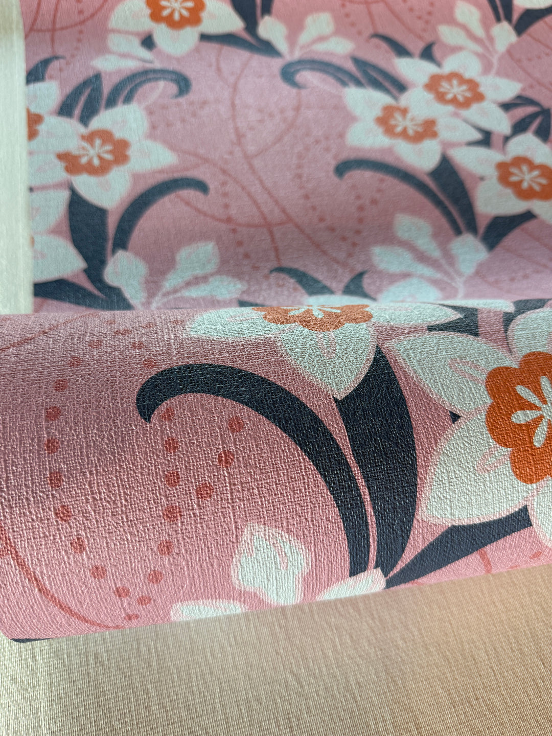 Pink Floral Wallpaper, Exclusive Vintage Flower Wall Mural, Light Pink Botanical Wallpaper, Seamless Floral Pattern Wallpaper