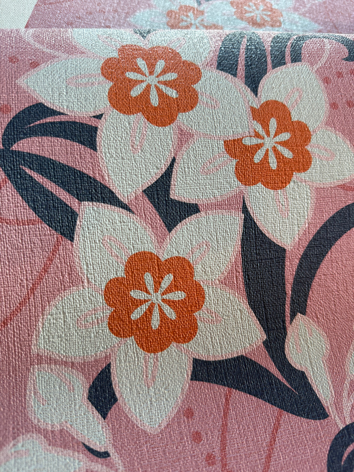 Pink Floral Wallpaper, Exclusive Vintage Flower Wall Mural, Light Pink Botanical Wallpaper, Seamless Floral Pattern Wallpaper