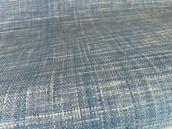 Natural Grasscloth Raffia rough Wallpaper Natural fibers in Blue color 45026